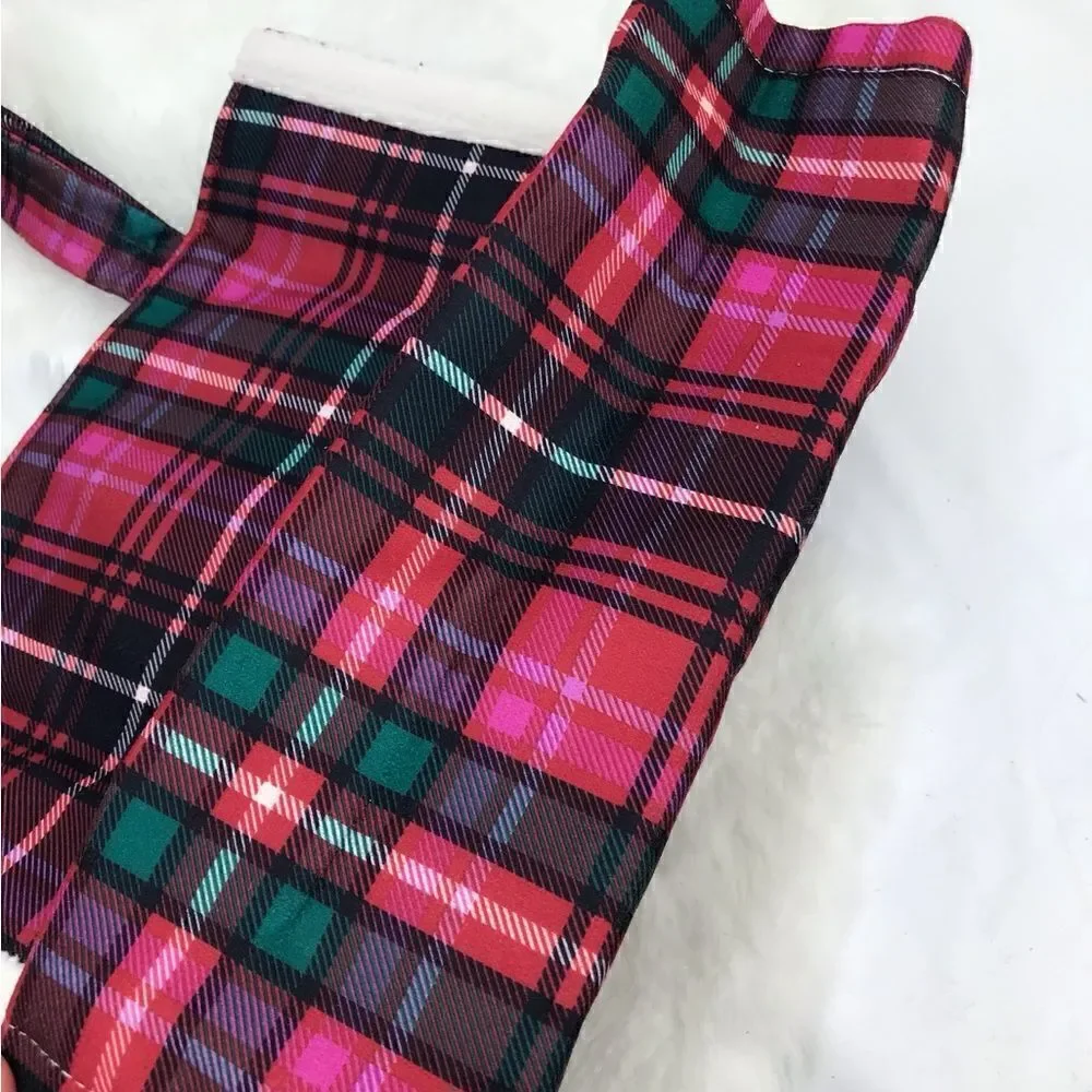 Victoria’s Secret Red Green Plaid Shearling Trim Holiday Winter Travel Tote Bag
